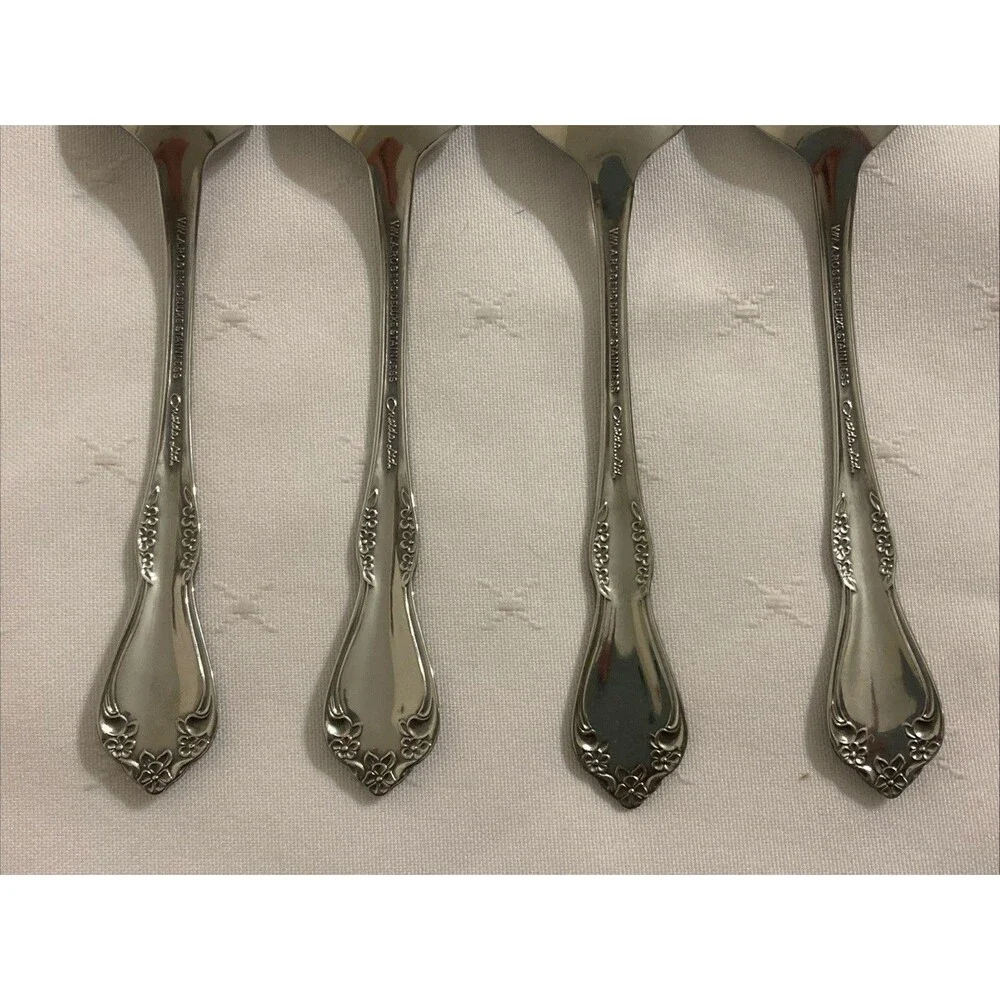 Oneida Wm. A. Rogers Mansfield Stainless Steel Flatware Lot of 4 Teaspoons